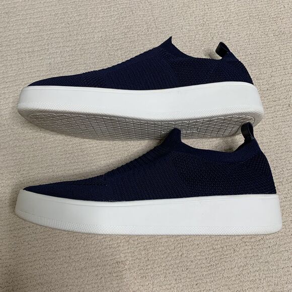 Steve Madden BEALE Sz 10 Navy Knit Fabric Slip On Low Top Shoes Womens Comfort - Picture 8 of 11